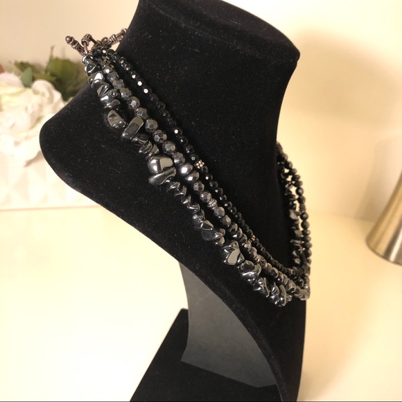 Silpada 3 strand black onyx and hematite necklace - Picture 3 of 5